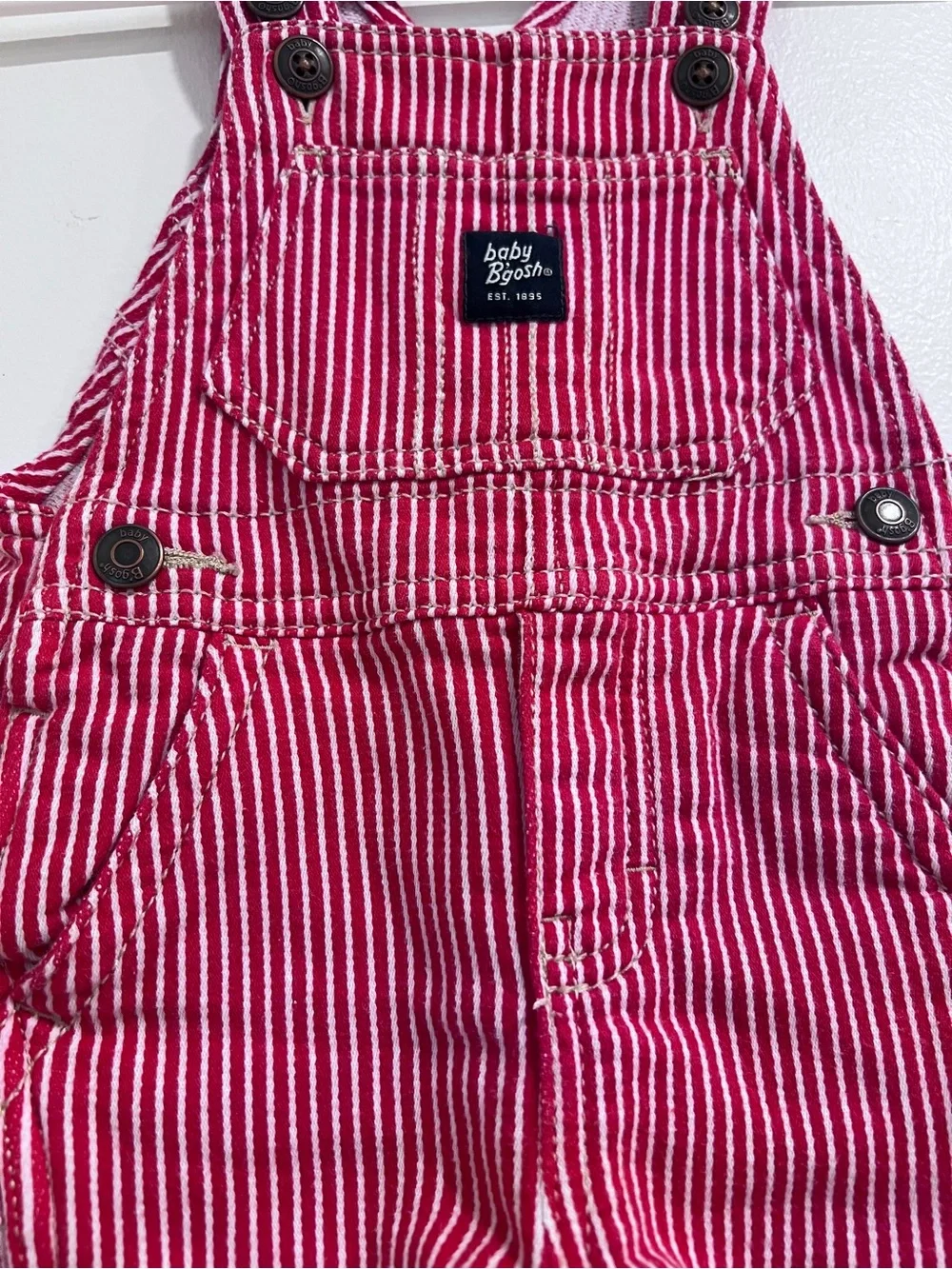 OshKosh B'gosh Red and White Striped Overalls 6-9months